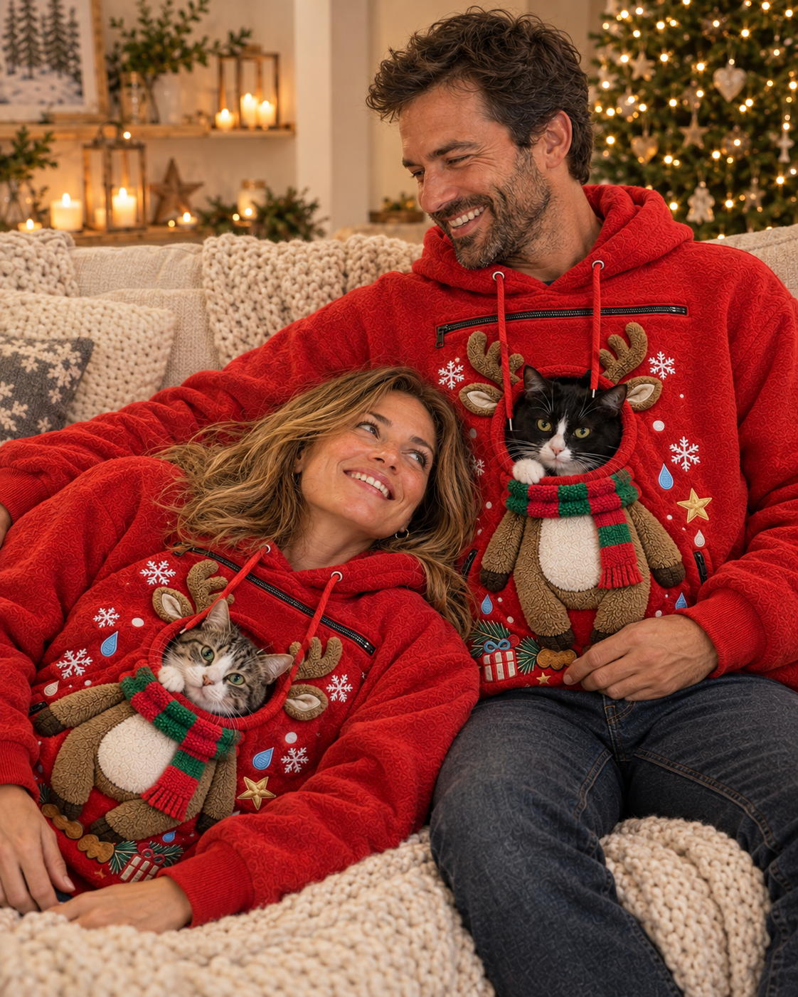 Sudadera Navideña Reno · Lleva a tu Gato Contigo