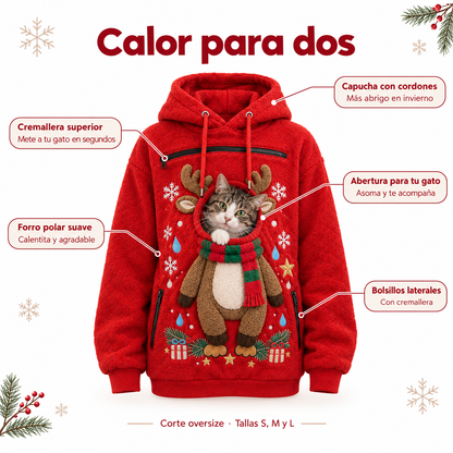 Sudadera Navideña Reno · Lleva a tu Gato Contigo