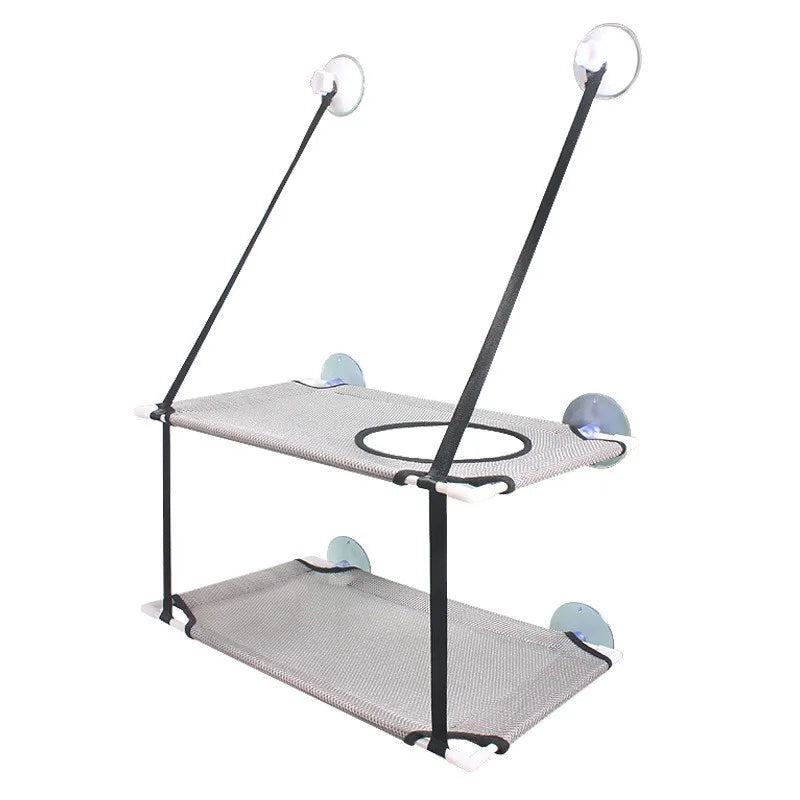 Hamaca de ventana para gatos tela Oxford transpirable color gris